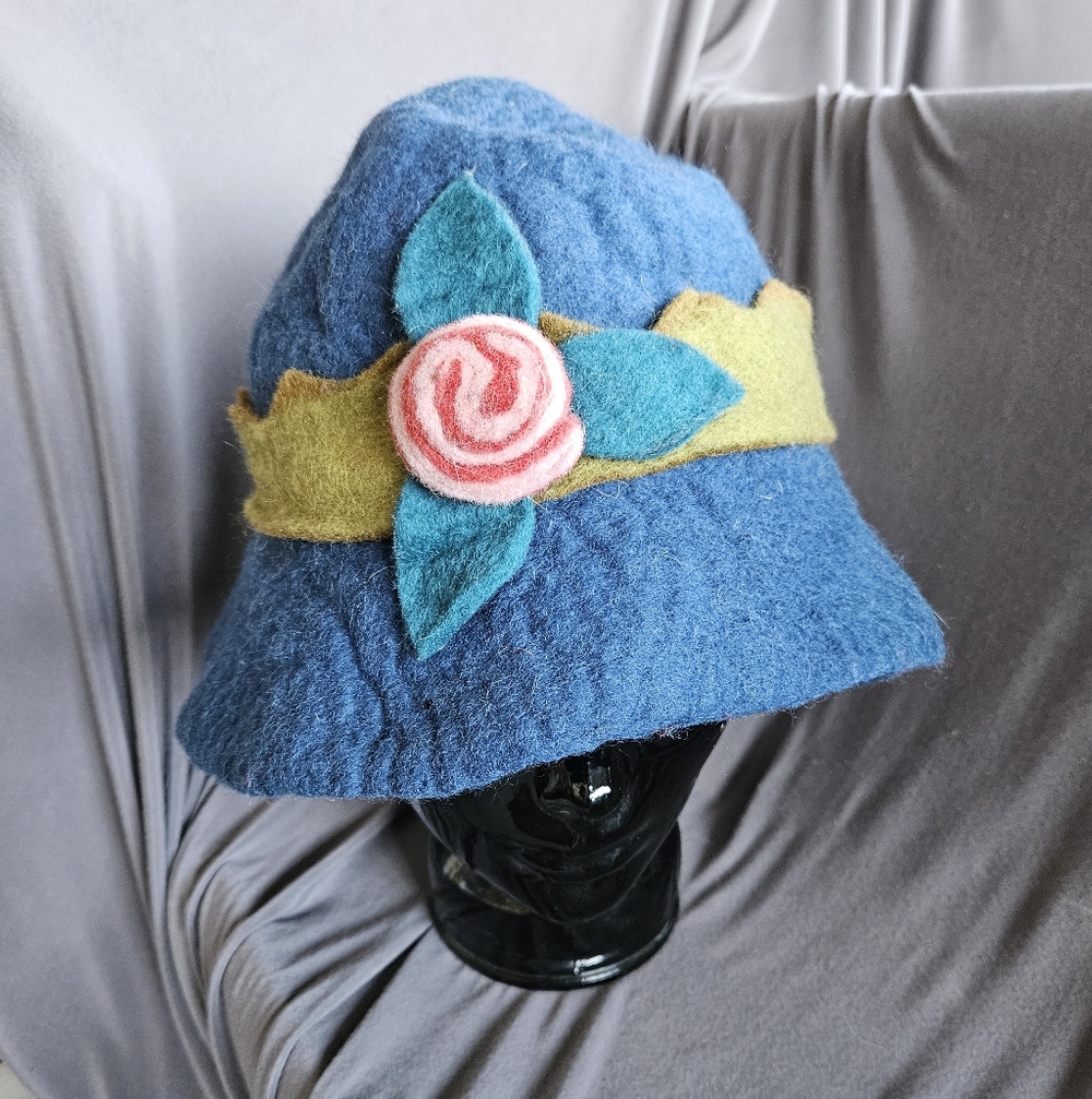 Blue Wool Blossom Hat By Rising Tide